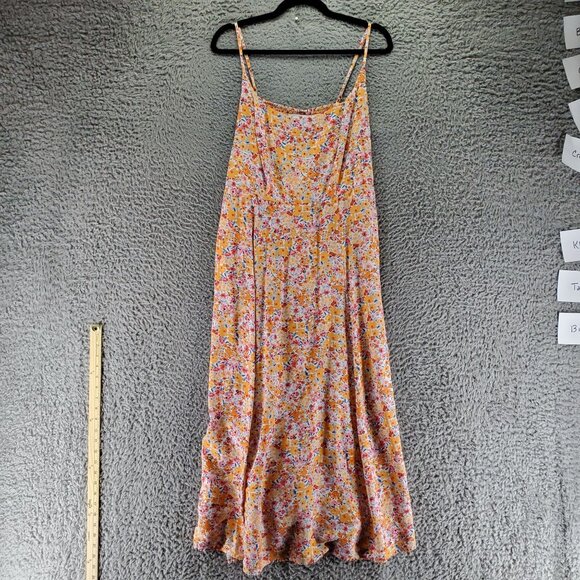 Old Navy Dress Womens XL Tall Orange Floral Spaghetti Strap Maxi Dress - Picture 1 of 5